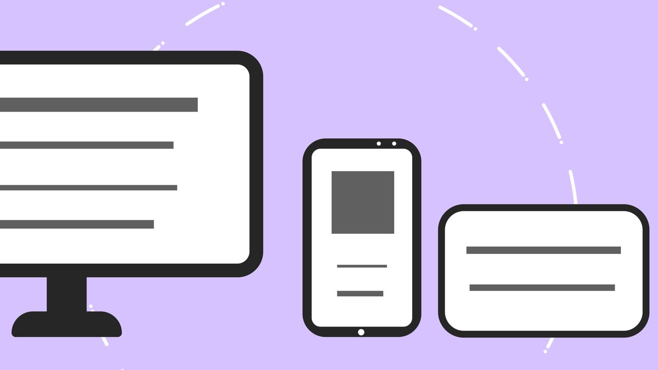 services-02 Vector icons with modern phone near computer monitor and credit card with gray lines on purple background